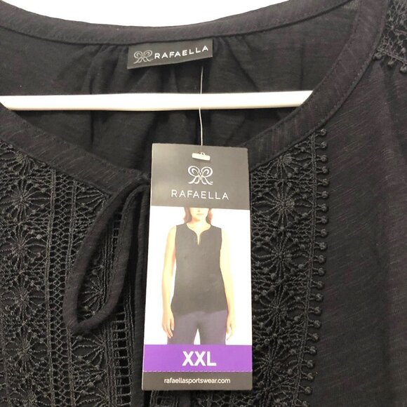 NWT Rafaella Top Size XXL Sleeveless Crochet Detail Black CasualVacation Cruise - Picture 5 of 6